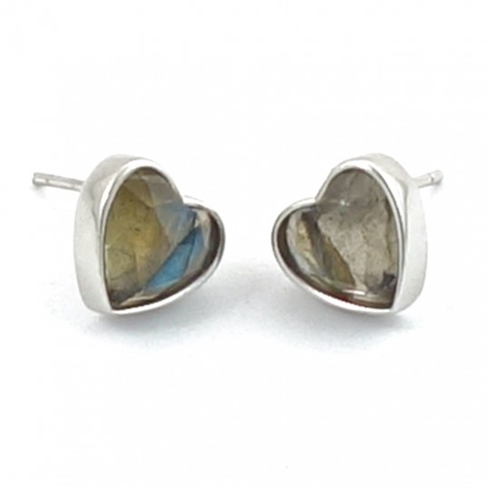 Boucles d'oreille - coeur labradorite
