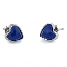 Boucles d'oreille - coeur lapis-lazuli