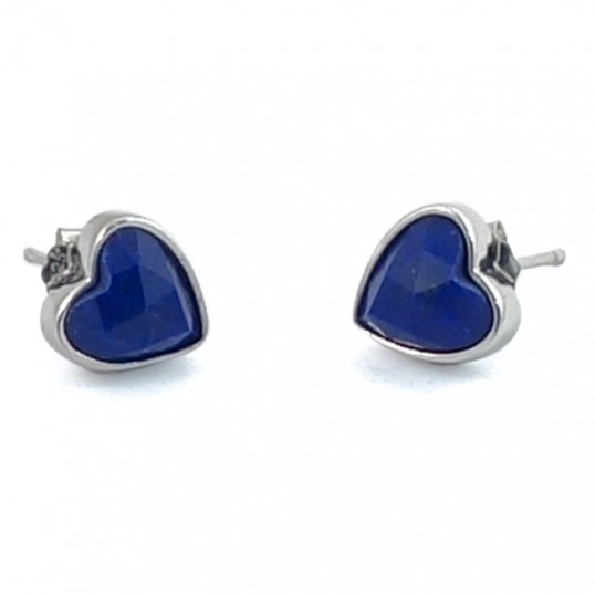 Boucles d'oreille - coeur lapis-lazuli