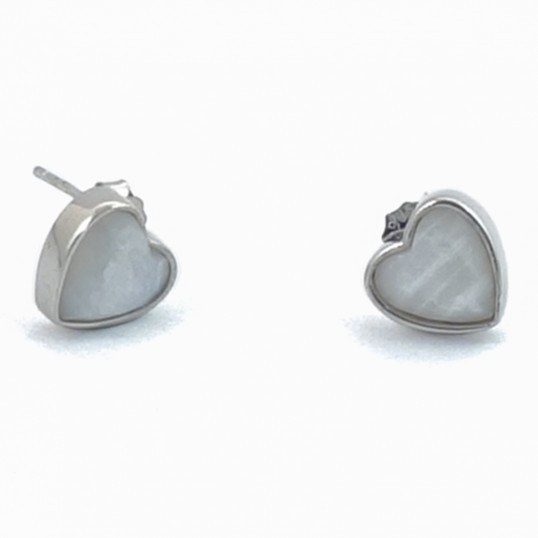 Boucles d'oreille - coeur pierre de Lune