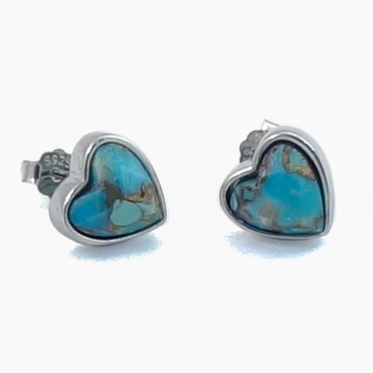 Boucles d'oreille - coeur turquoise