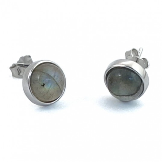 Boucles d'oreille - labradorite ronde