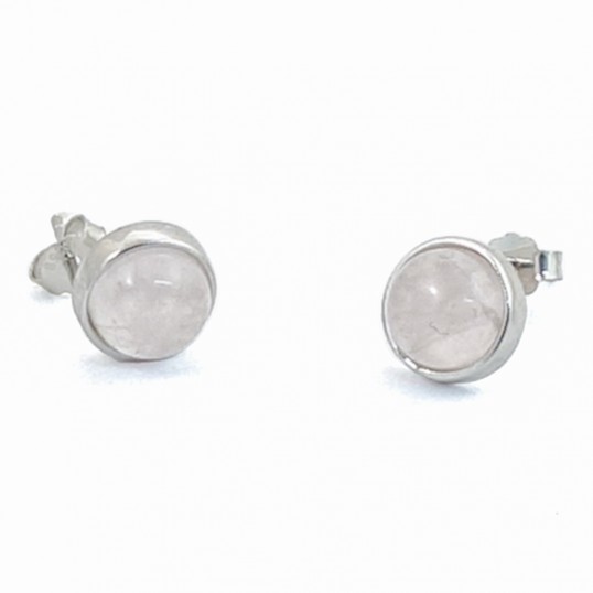 Boucles d'oreille - quartz rose ronde