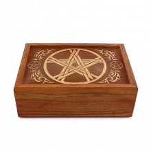 Boîte rangement bois - pentagramme