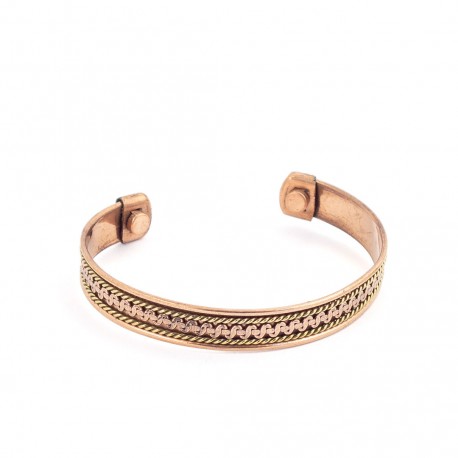 Bracelet Art Déco En Cuivre Avec Zircons Et Pièce De Monnaie - Style Vintage, Neuf Avec étiquettes