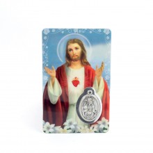 Carte médaille - Sacré coeur Jésus