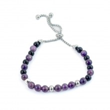 Bracelet - perles améthyste & ions négatifs