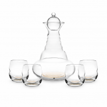 Set Carafe Fleur de Vie avec 4 verres Mythos Or 23.8 Carrats