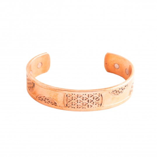 Bracelet Fleur de Vie en cuivre aimant&eacute; - grande taille