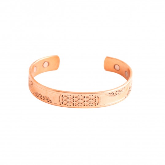 Bracelet Fleur de Vie en cuivre aimant&eacute; - petite taille