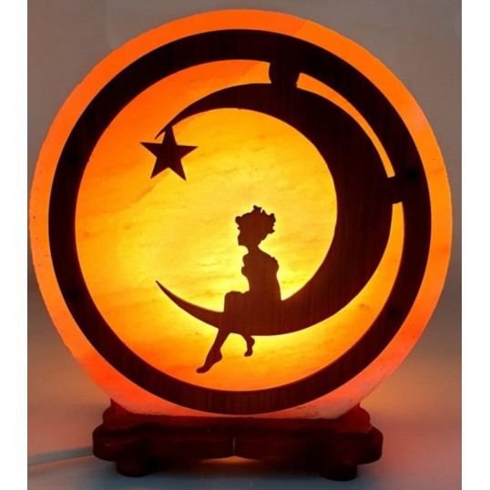 Lampe de sel de l'Himalaya Petit Prince sur la Lune - 5 kg