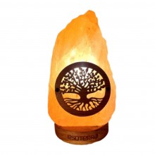 Lampe de sel de l'Himalaya brute Arbre de Vie en bois - 1 à 2 kg