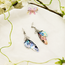 Boucles d'oreilles Ailes de Fée iridescentes - Elirisea