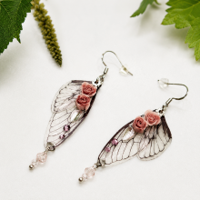 Boucles d'oreilles Fée Rose Ancienne - Elirisea